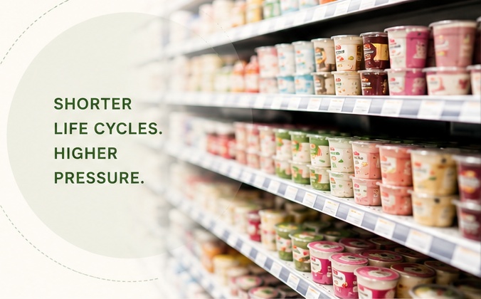 Shorter life cycles. Higher pressure — supermarket shelves